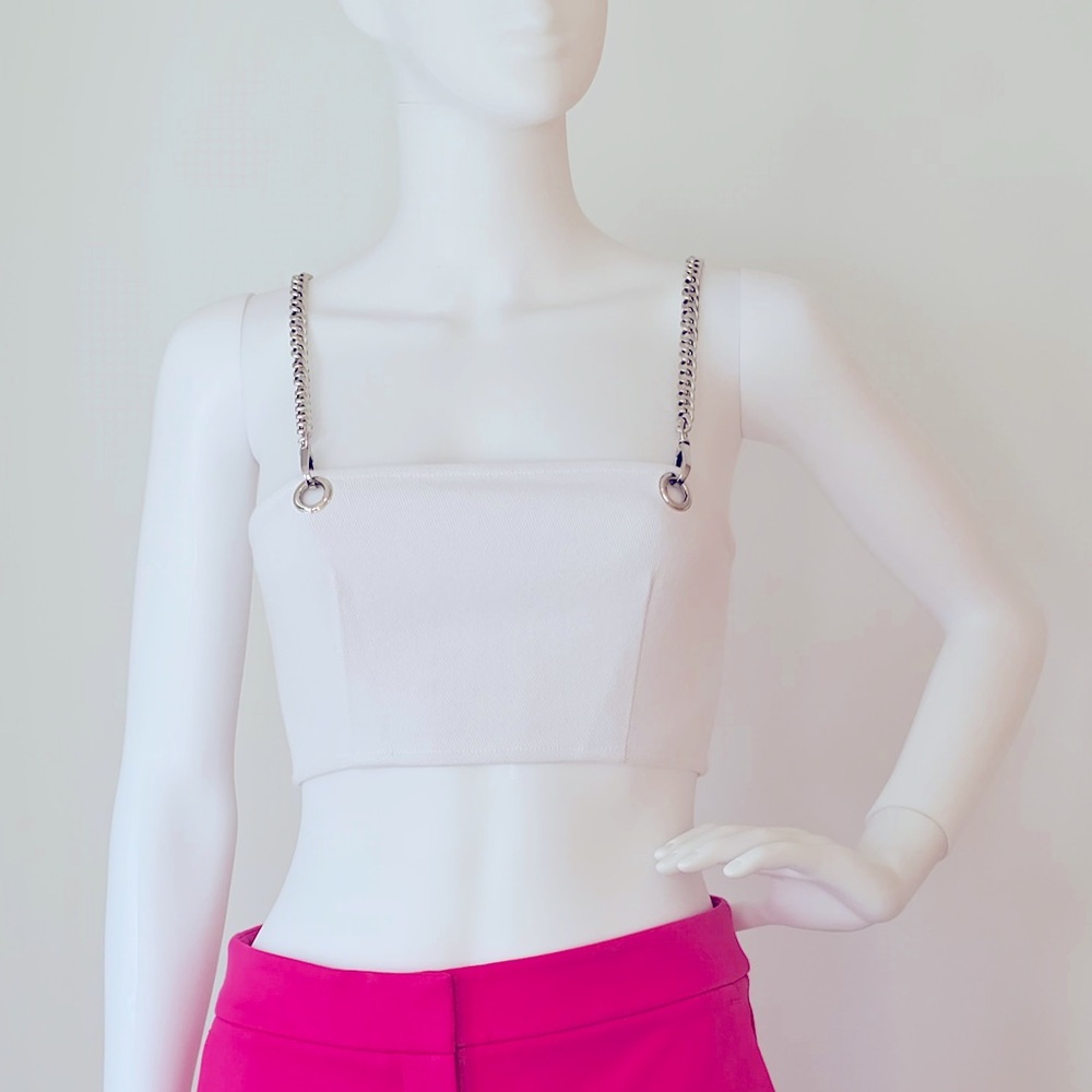 CARMAR Los Angeles Size XS Women’s White 100% Cotton Top With Removable Straps